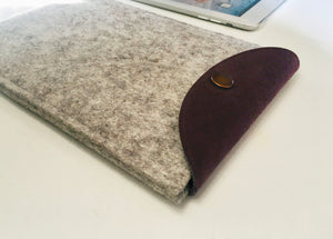 iPad Pro Wool Felt Grey Portrait with Alcantara Purple
