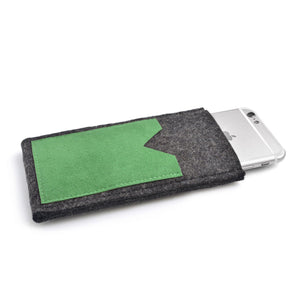 iPhone Wool Felt Cover Charcoal/Green - Wrappers UK