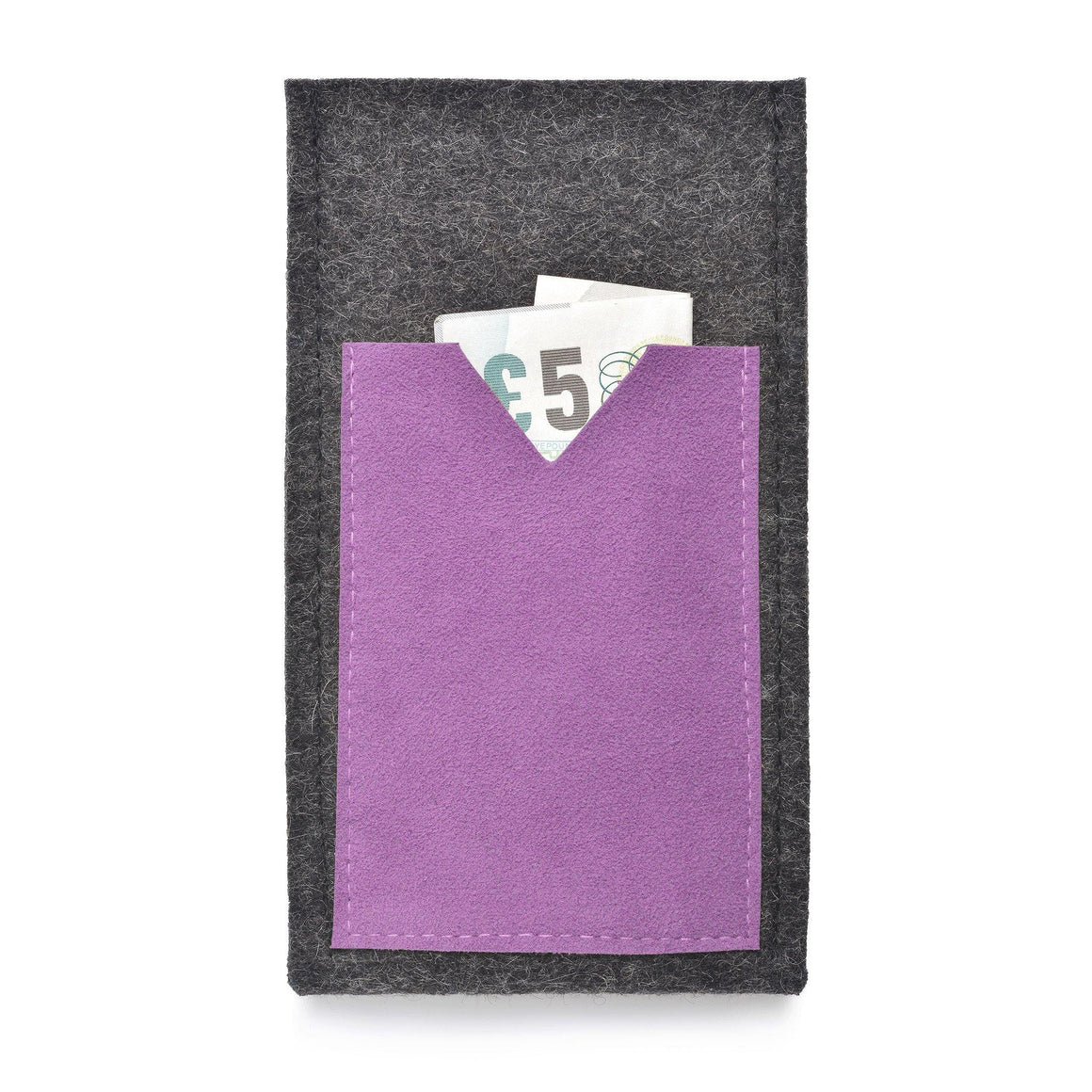 iPhone Wool Felt Cover Charcoal/Lilac - Wrappers UK