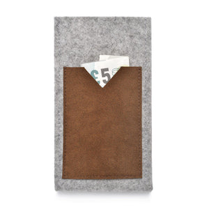 iPhone Wool Felt Cover Grey/Chestnut - Wrappers UK