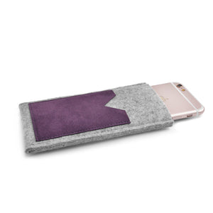 iPhone Wool Felt Cover Grey/Plum - Wrappers UK